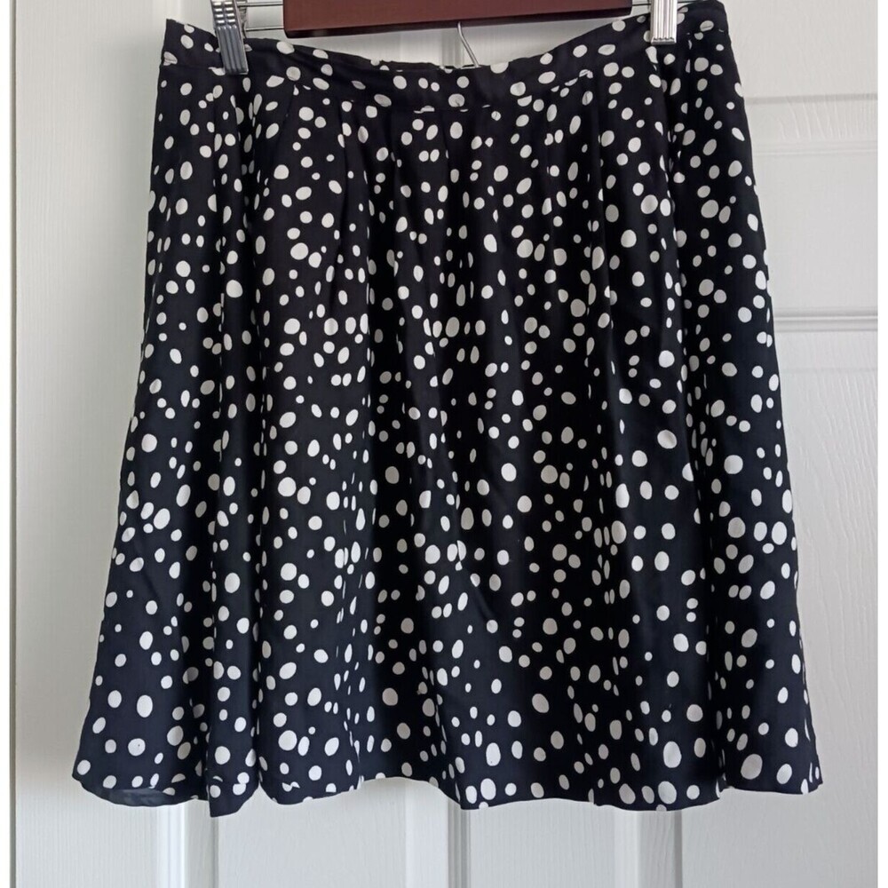 Forever 21 Womens A Line Polka Dot Mini Skirt Pleated Black White Size L‎